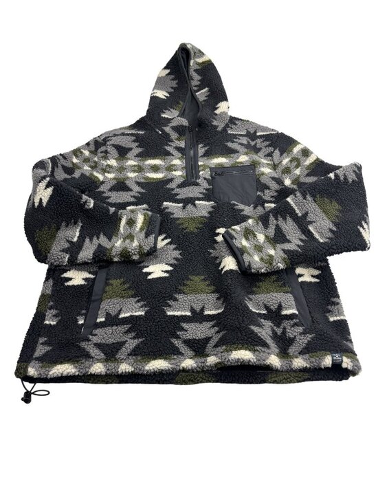 Lucky Brand Other - Lucky Brand Mens XL Aztec Pattern Fleece Pullover Hoodie With Zip Pocket Black/G